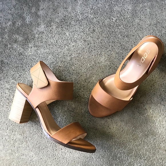 Restock Soda Cognac Brown Stacked Wood Heel SANDAL - Picture 6 of 9